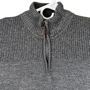 Field & Stream Mens XL Quarter Zip Sweater Charcoal Gray Marl Cotton Knit